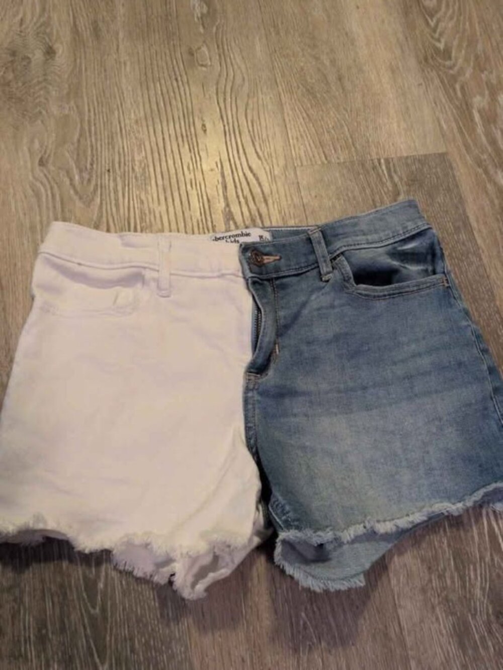 Abercrombie Kids Mid-Rise Midi Two-Tone Denim Shorts 15/16 girls